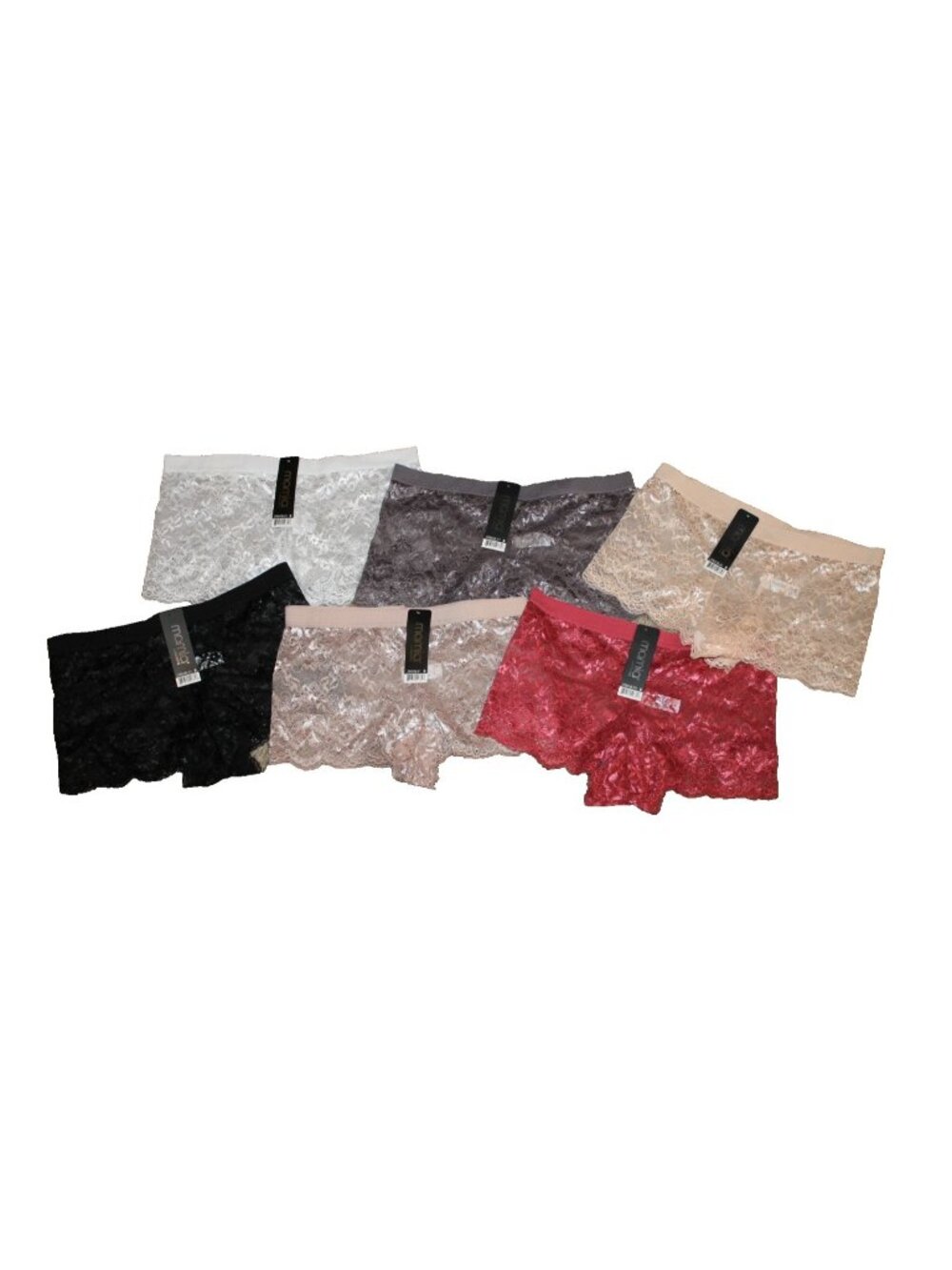 Mamia 6 Pc. Set Size S Lace Boyshorts Seamless Underwear Low Waist Lingerie NEW